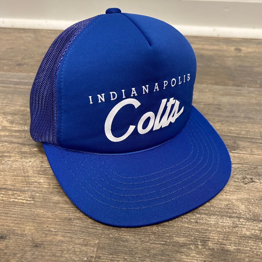 Vintage Indianapolis‎ Colts Script Trucker Hat YA Headwear Blue Clean